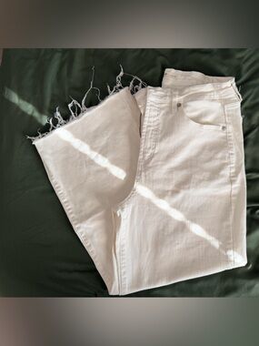 Oat New York White Denim Jeans with Lavender Accent Nails